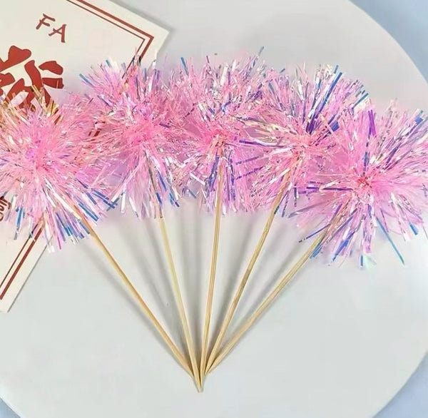 Palillos Pink Sparkle – Palillos Decorativos Rosas con Brillo para Postres y Coctelería de Fiestas