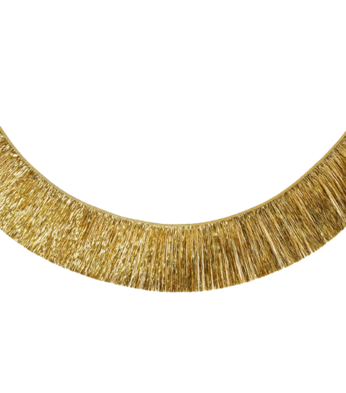 Guirnalda de fiesta con flecos de oropel iridiscente dorado