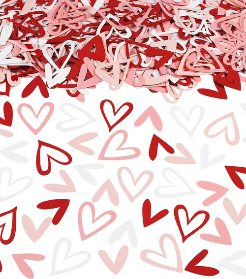 Confeti de Corazones Rojo, Rosa y Blanco (100 pzas) | Decoración de Mesa San Valentín