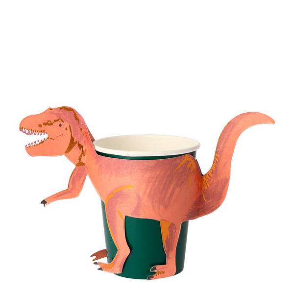 T-Rex Party Cups – Pack de 8 Vasos de Papel con Dinosaurios para Fiestas Infantiles