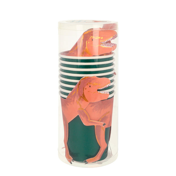 T-Rex Party Cups – Pack de 8 Vasos de Papel con Dinosaurios para Fiestas Infantiles