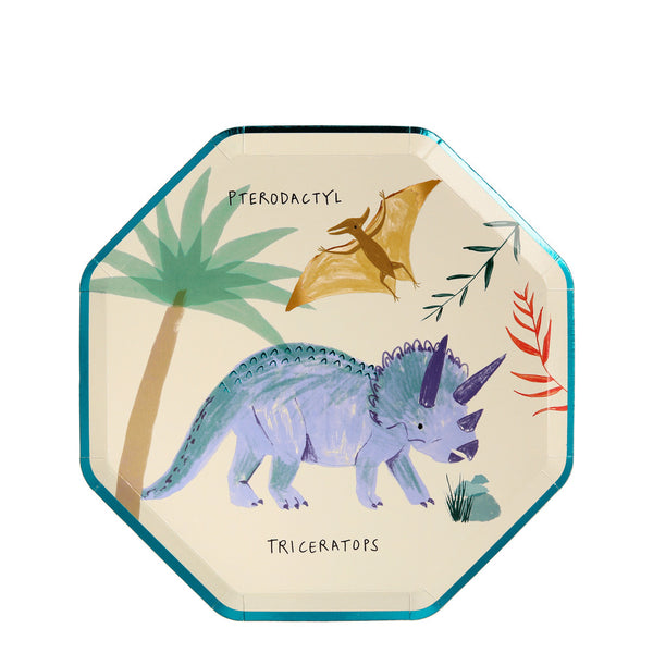 Platos Dinosaur Kingdom – Pack de 8 Platos de Papel con Diseño de Dinosaurios