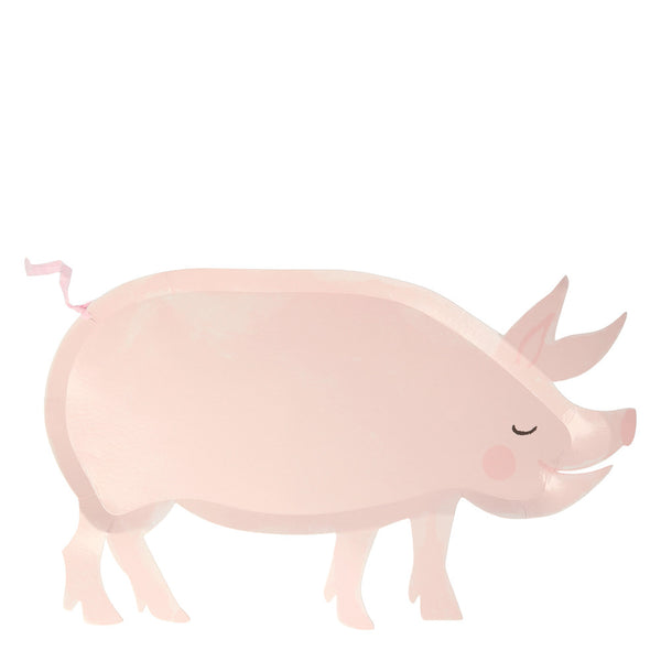 Platos On the Farm Pig – Pack de 8 Platos de Cerdito para Fiesta Infantil Temática Granja