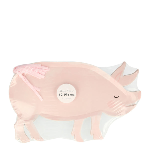 Platos On the Farm Pig – Pack de 8 Platos de Cerdito para Fiesta Infantil Temática Granja