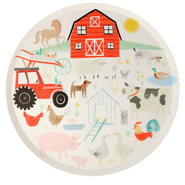 Platos On the Farm – Pack de 8 Platos de Papel con Diseño Granjero para Fiestas Infantiles