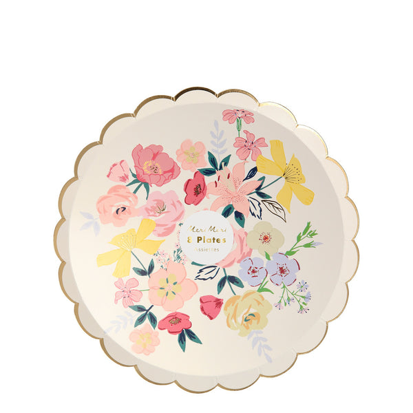 Platos English Garden Side – Paquete de 8 Platos de Papel con Diseño Floral Estilo Jardín Inglés