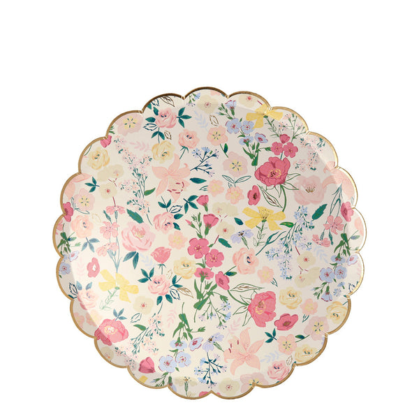 Platos English Garden Side – Paquete de 8 Platos de Papel con Diseño Floral Estilo Jardín Inglés