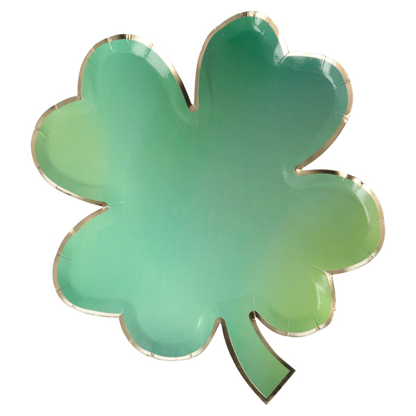 Platos Clover Leaf – Paquete de 8 Platos de Papel para Fiesta Temática