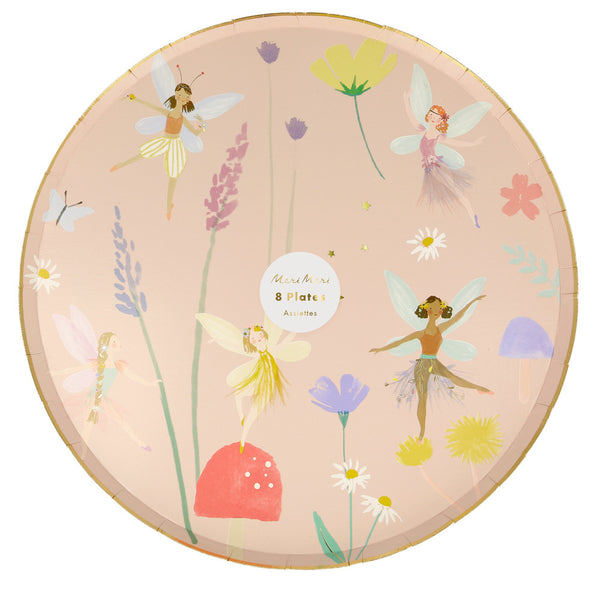 Platos Fairy Dinner – Pack de 8 Platos de Papel con Diseño de Hadas para Fiestas Mágicas