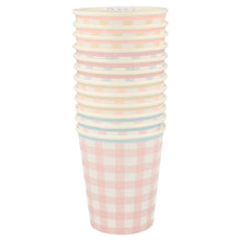 Gingham Cups – Pack de 12 Vasos de Papel con Estampado Cuadro Vichy para Fiestas y Picnics