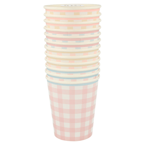 Gingham Cups x12