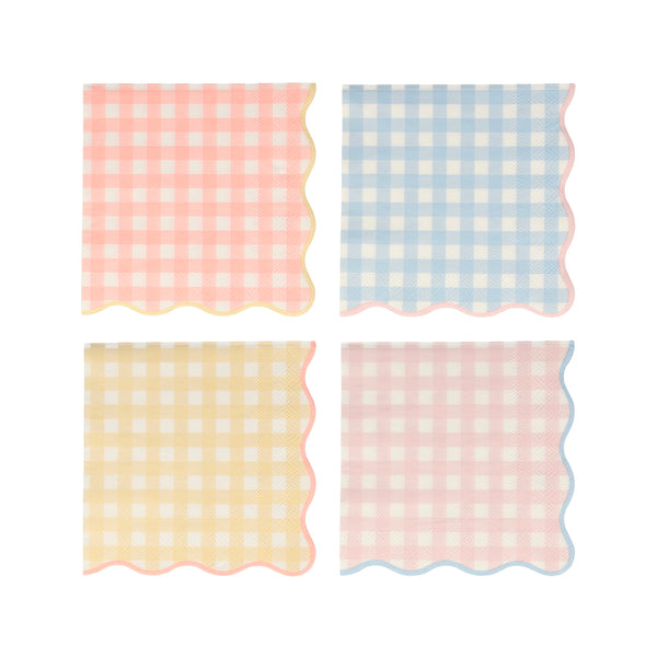 Servilletas Gingham – Pack de 20 Servilletas de Papel con Diseño Cuadros Vichy
