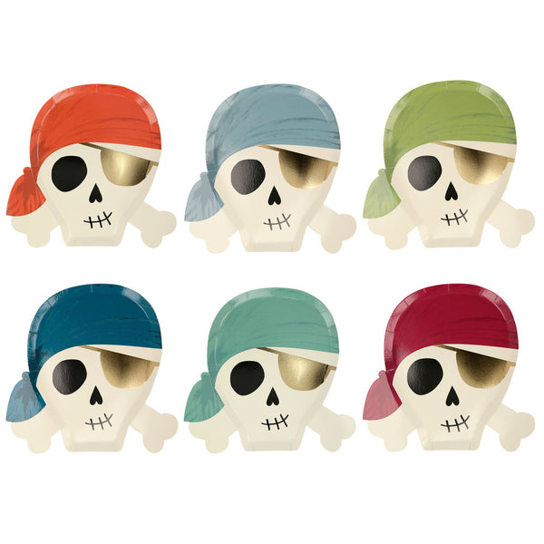 Platos Pirates – Pack de 8 Platos de Papel con Diseño de Piratas para Fiestas Infantiles