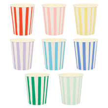 Mixed Stripe Cups – Pack de 8 Vasos de Papel para Fiesta Temática