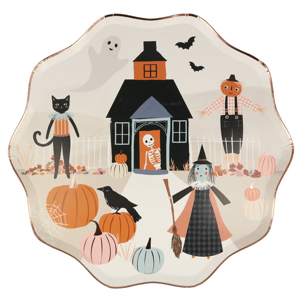 Platos Pumpkin Patch Dinner – Pack de 8 Platos Decorativos para Cena de Halloween