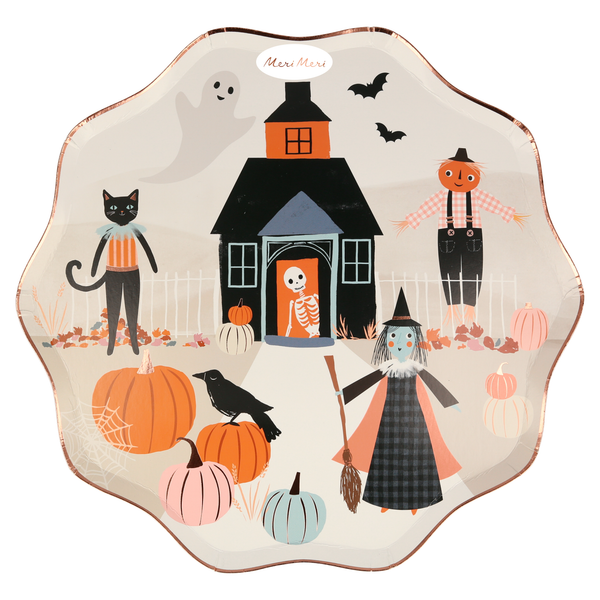 Platos Pumpkin Patch Dinner – Pack de 8 Platos Decorativos para Cena de Halloween