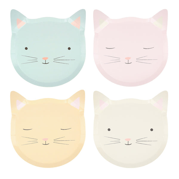 Platos Cute Kitten – Pack de 8 Platos de Cartón con Diseño de Gatito para Fiestas Infantiles