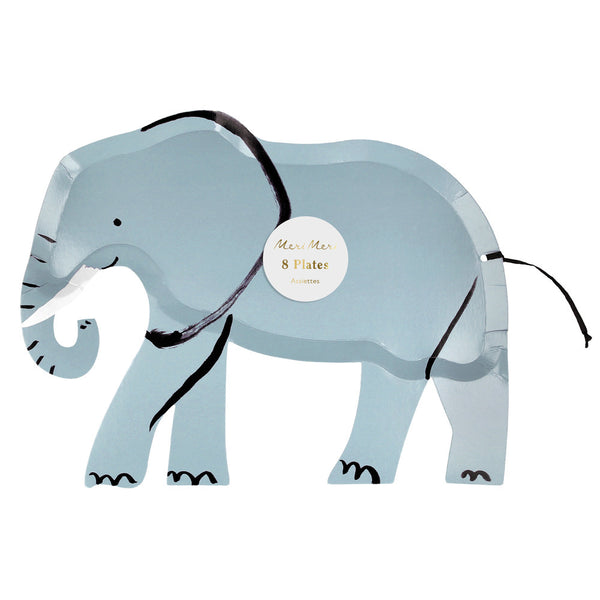 Platos Elephant Animal – Pack de 8 Platos de Cartón con Diseño de Elefante para Fiestas Infantiles