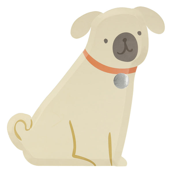 Platos Pug – Paquete de 8 Platos de Papel con Diseño de Perrito para Fiesta Infantil
