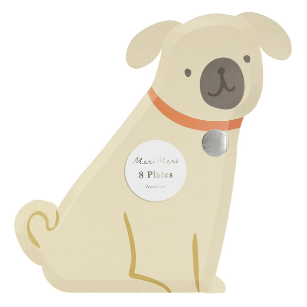 Platos Pug – Paquete de 8 Platos de Papel con Diseño de Perrito para Fiesta Infantil