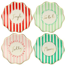 Platos Jingle Striped grandes – Mensajes para tu mesa navideña
