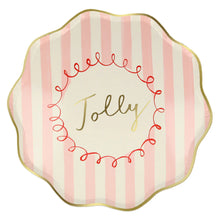Platos Jingle Striped grandes – Mensajes para tu mesa navideña
