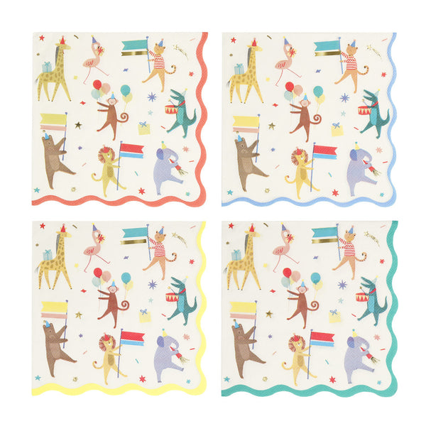 Servilletas Animal Parade – Pack de 16 Servilletas de Papel Elegantes para Fiesta Infantil