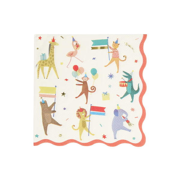 Servilletas Animal Parade – Pack de 16 Servilletas de Papel Elegantes para Fiesta Infantil