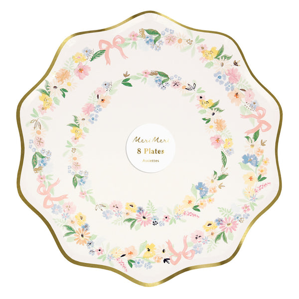 Platos Elegant Floral Dinner – Pack de 8 Platos de Papel Grandes con Diseño Floral