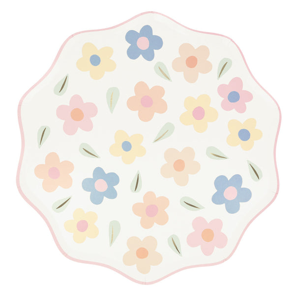 Platos Happy Flowers Dinner – Pack de 8 Platos de Papel Grandes