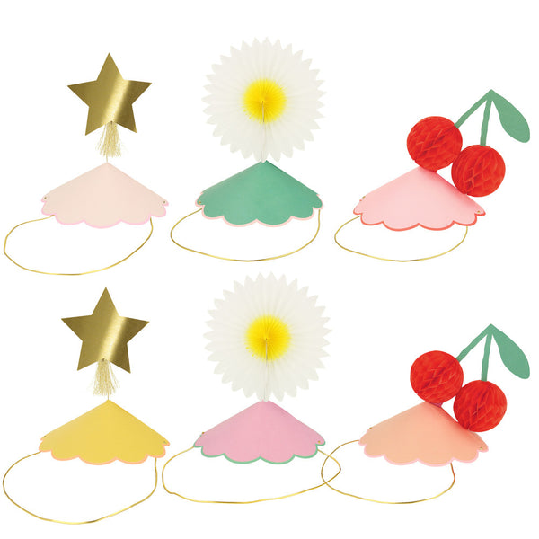 Happy Icons Party Hats x6 – Gorras festivas llenas de color