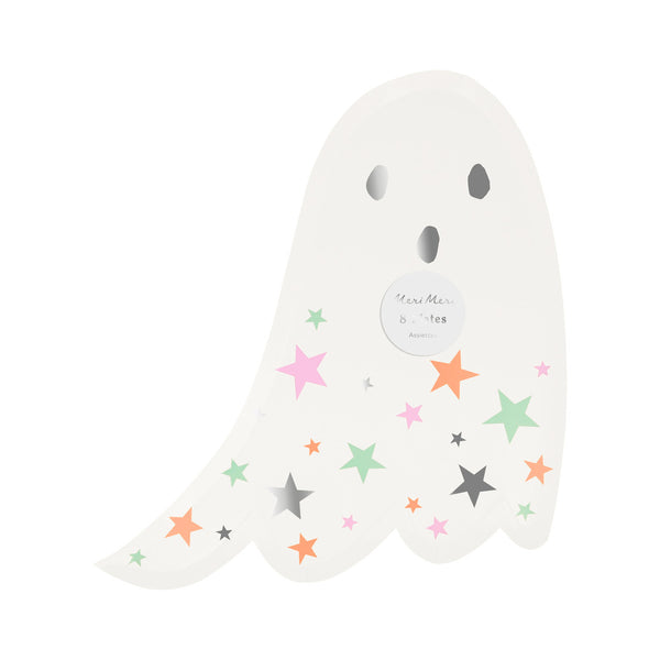 Platos Fantasma con Estrellas – Pack de 8 Platos de Papel para Fiesta de Halloween