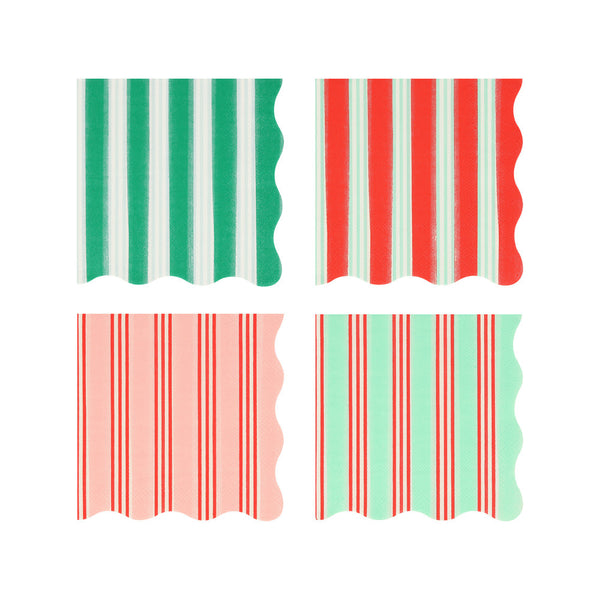 Festive Stripe Small Napkins – Servilletas Rayas Navideñas