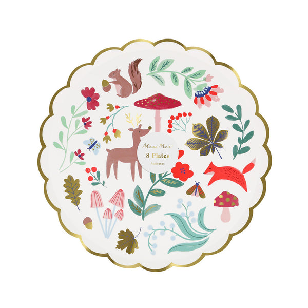 Platos Winter Woodland – Platos de Papel Decorativos con Animales del Bosque para Navidad (Paquete de 8)