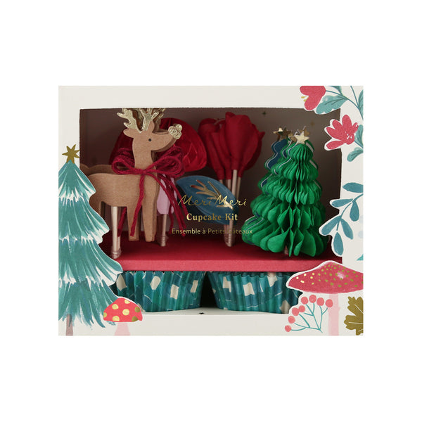 Winter Woodland Cupcake Kit – Kit para Cupcakes Navideños con Animales del Bosque (24 pzas)