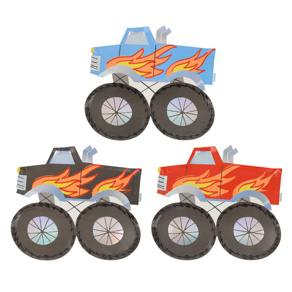 Platos Monster Truck Party – Paquete de 8 Platos de Papel para Fiesta Temática Infantil