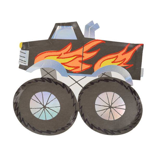 Platos Monster Truck Party – Paquete de 8 Platos de Papel para Fiesta Temática Infantil