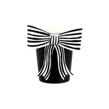 Vasos Blanco y Negro con Moño Rayado – Pack de 8 Vasos de Papel Elegantes para Fiesta