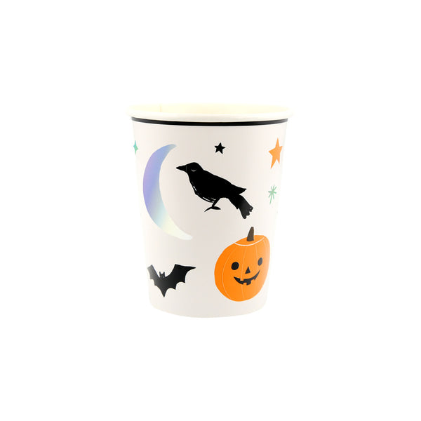 Vasos Decorativos de Halloween – Pack de 8 Vasos de Papel con Diseño Espeluznante