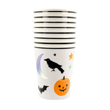Vasos Decorativos de Halloween – Pack de 8 Vasos de Papel con Diseño Espeluznante