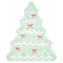 Platos Árbol de Navidad con Moños – Pack de 8 Platos de Papel Troquelados
