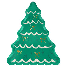 Platos Árbol de Navidad con Moños – Pack de 8 Platos de Papel Troquelados
