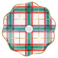 Platos Tartan Navideños – Pack de 8 Platos de Papel Estilo Escocés para Fiestas
