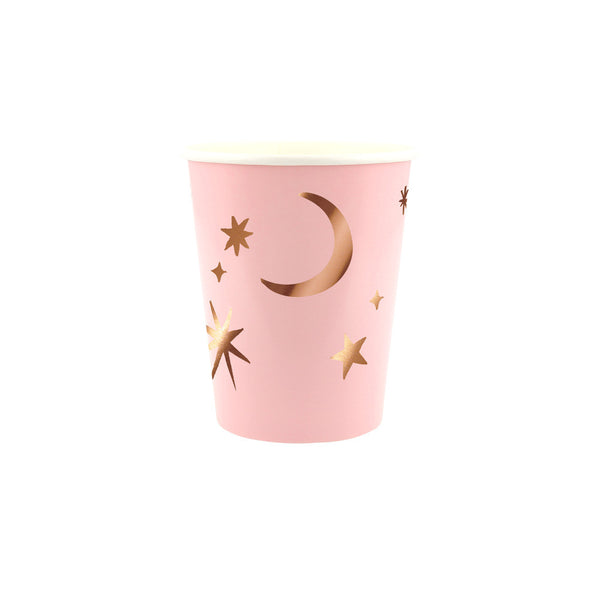 Pink Witch Cups – Pack de 8 Vasos de Papel con Sombrero de Bruja Rosa para Halloween