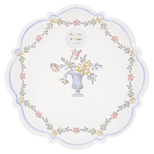 Platos Chintz Border Dinner – Pack de 8 Platos de Papel Grandes con Diseño Floral