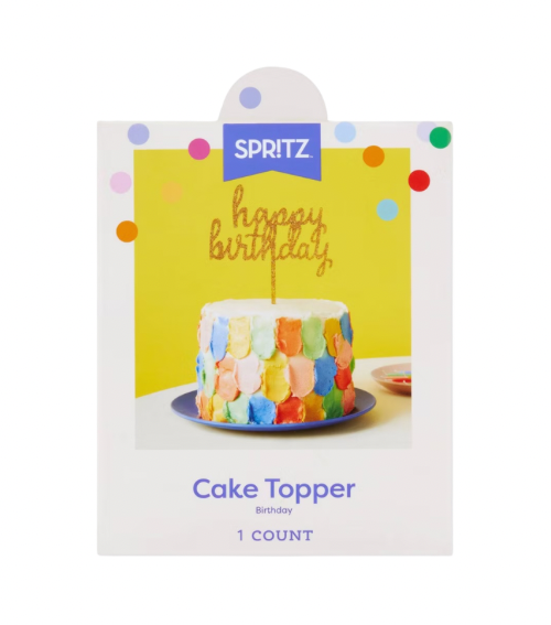 Cake Topper “Happy Birthday” Dorado con Glitter – Decoración para Pastel