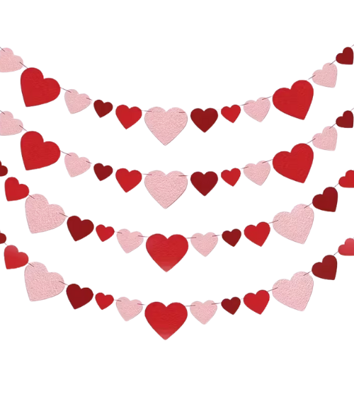 Guirnalda de Corazones Rojos y Rosas – Decoración para Valentine's