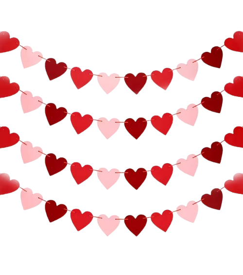 Guirnalda de Corazones Rojos y Rosas – Decoración para Valentine's