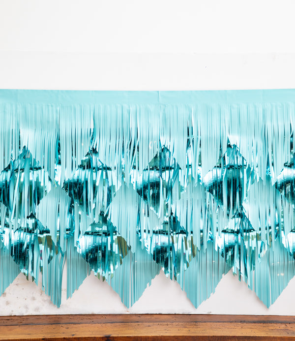 Guirnalda de Cortinas Azul – Decoración Brillante para Fiestas, Baby Showers y Cumpleaños Infantiles