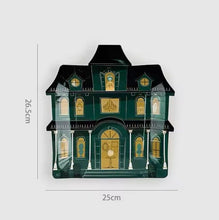 Platos Casa Embrujada 10” – Platos Grandes de Cartón para Fiesta de Halloween (Pack de 8)